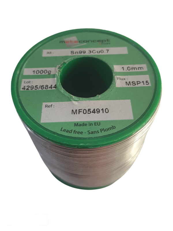 قصدير لحام Metaconcept 1Kg (1000g) 1mm خال من الرصاص (Sn99.3Cu0.3)