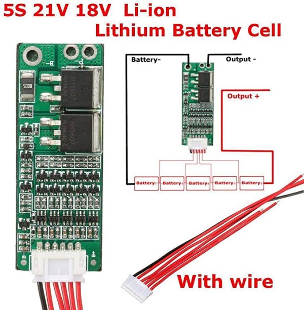 لوحة حماية البطارية (BMS) شاحن بطارية 5s 15a Li-ion Lithium18650 PCB 18.5v