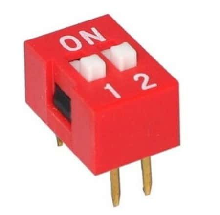 DIP Switch RoHS 2 bits SPST 2.45mm rouge