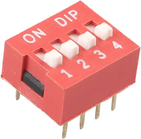 DIP Switch RoHS 4 bits SPST 2.45mm rouge