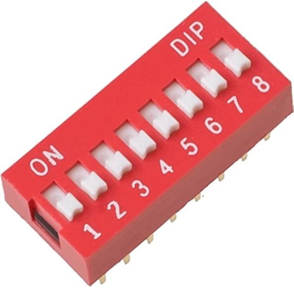 DIP Switch RoHS 8 bits SPST 2.45mm rouge
