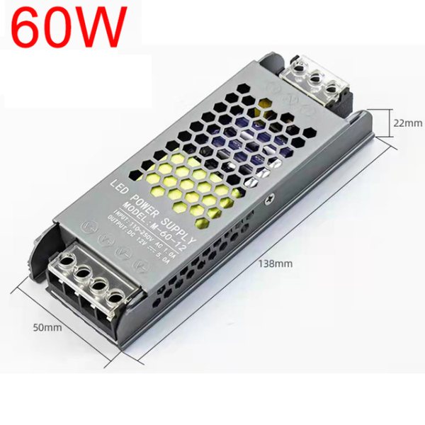 Alimentation à découpage slim, LX-60W-12V 110-220VAC 12V 5A 60W