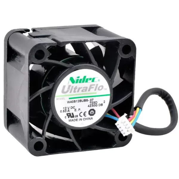 مروحة بمحمل كروي من Nidec، W40S12BUB5-07 12VDC 0.53A بـ 4 أسلاك (مستعمل)