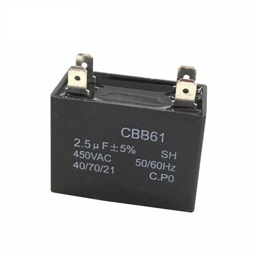 Condensateur CBB61 Polypropylène RCF, 2.5uF ±5% 440VAC 50/60Hz