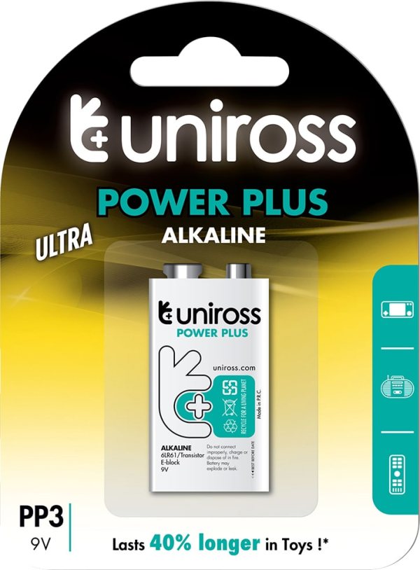 Pile 9V 6LR61 UNIROSS POWER PLUS ALKALINE