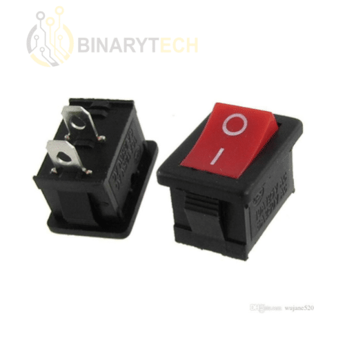 Interrupteur switch On /Off Rouge KCD1-101, 2pin 6A 15/21mm 250V AC