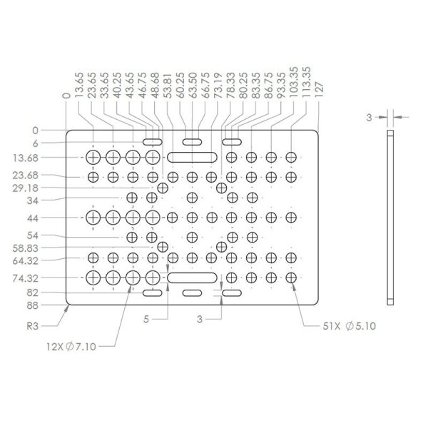 Plateau Universel V-slot 127x88 mm