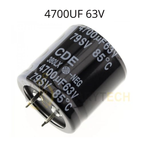 مكثف ألومنيوم كيميائي Cornell-Dubilier سلسلة SLPX 4700uF، 63V تيار مستمر