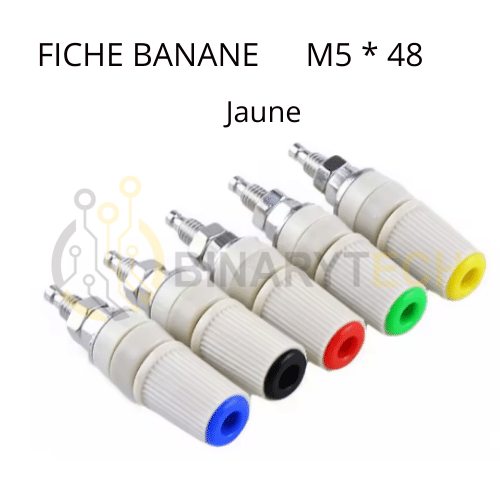Fiche banane femelle chassis Jaune M5*48mm 30A