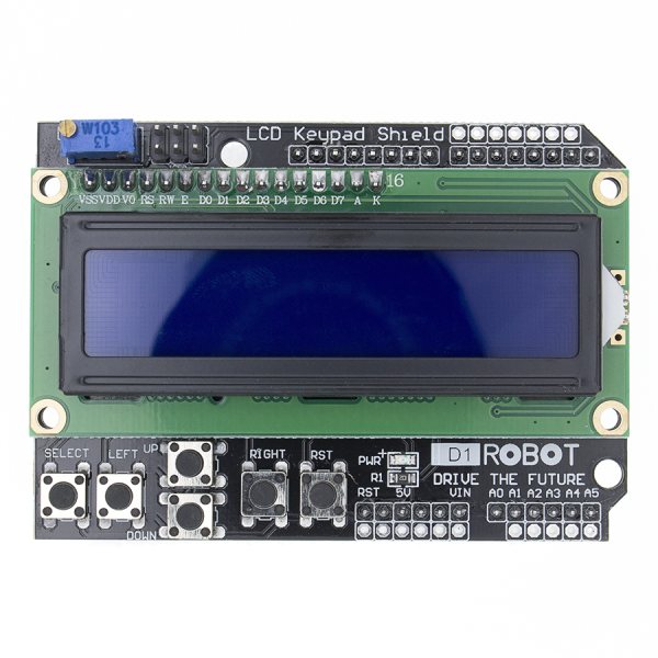 شيلد LCD Keypad من Binarytech، 1602 بإضاءة خلفية خضراء