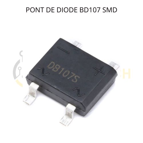 DB107s جسر تقويم أحادي الطور، 1A، 1000V، 4 دبابيس، SMD DBS