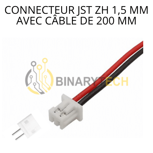 موصل JST ZH 1.5mm مع كابل 200mm 2P2A