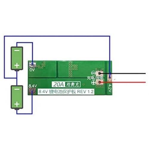 Module de charge et protection batterie lithium, 2 cellules 2s 20A
