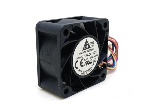 مروحة بمحمل كروي من Delta Electronics، TAA0412CD 12VDC 0.6A بـ 4 أسلاك (مستعمل)