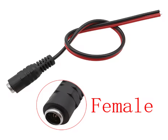 كابل طاقة بمقبس DC أنثى 5.5/2.1mm بطول 20cm