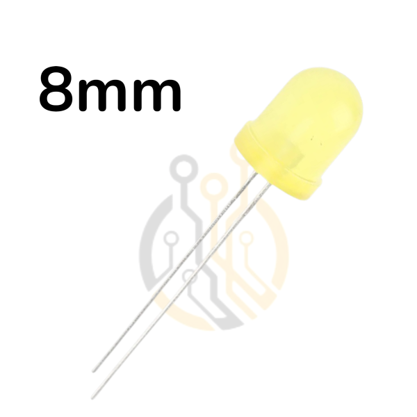 LED بدبوسين عبر الثقب أصفر 588nm 2.5V 60° L-793, 8mm