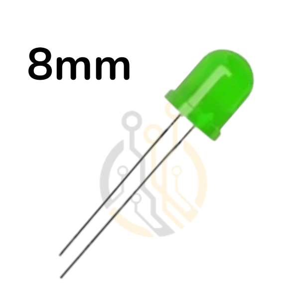 LED بدبوسين عبر الثقب أخضر 568nm 2V 60 8mm