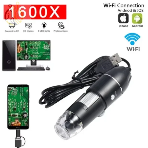 Microscope Numérique USB Mini x1600 - Loupe Portable Haute Définition pour Inspection et Observation