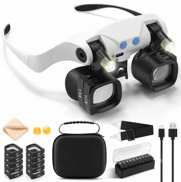Loupe à lentilles Multiples de type lunettes 2LED Lampes frontales RJS223-12SXC