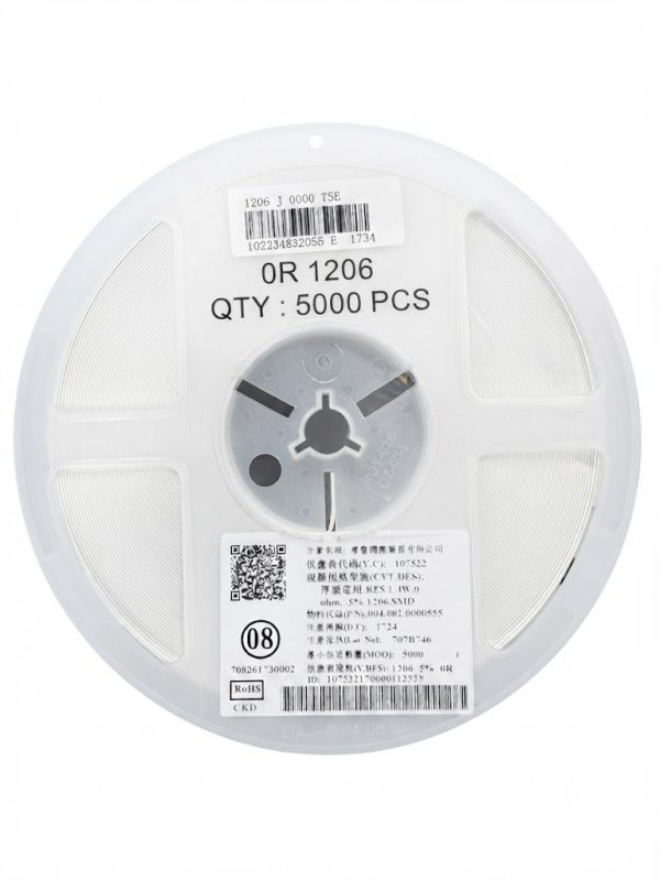 5000 pcs SMD Resistor 1206 0R 1/4W ±1%(T)