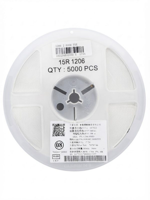 5000 قطعة مقاومة SMD 1206 15R 1/4W ±5%(T)