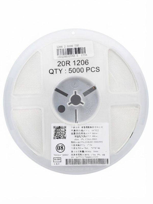 5000 قطعة مقاومة SMD 1206 20R 1/4W ±5%(T)
