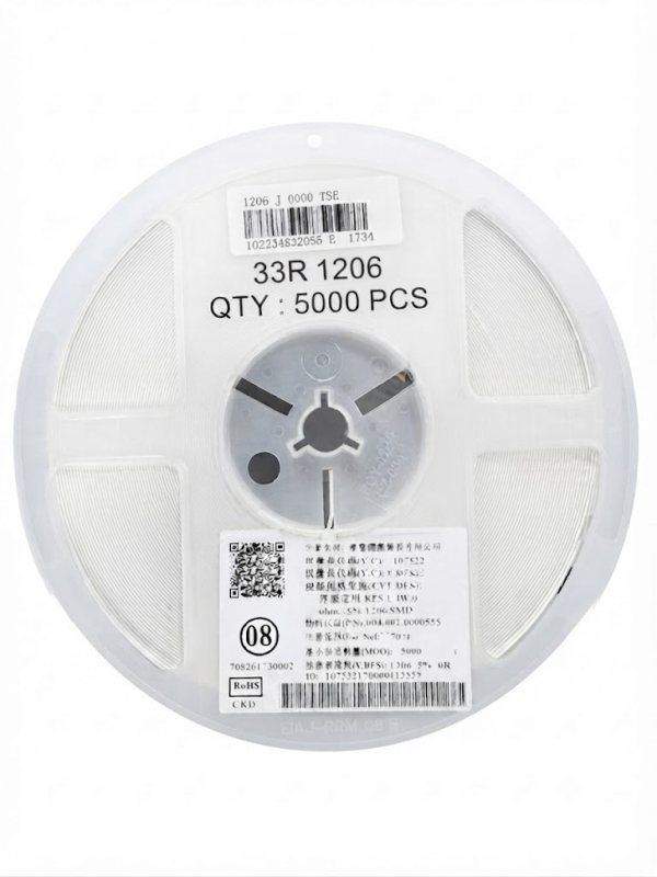 5000 قطعة مقاومة SMD 1206 33R 1/4W ±5%(T)