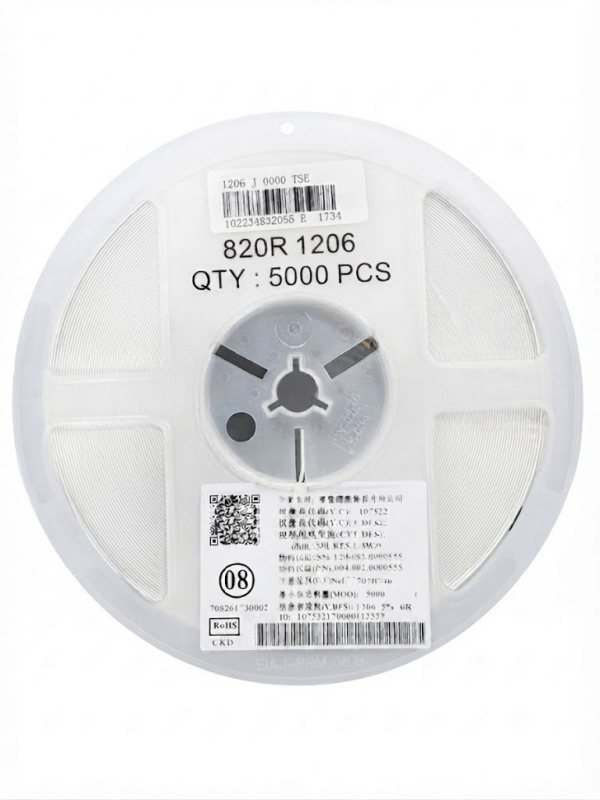 5000 قطعة مقاومة SMD 1206 820R 1/4W ±5%(T)