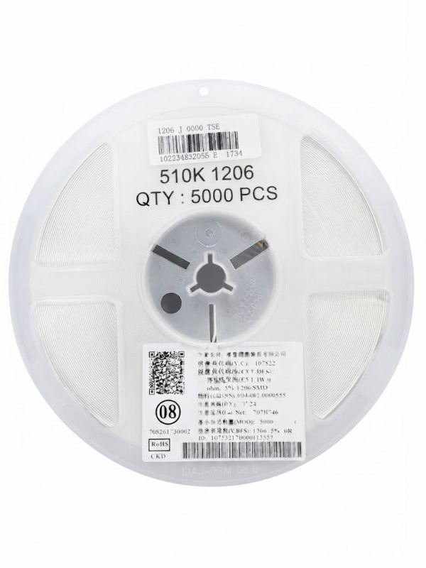 5000 قطعة مقاومة SMD 1206 510K 1/4W ±5%(T)