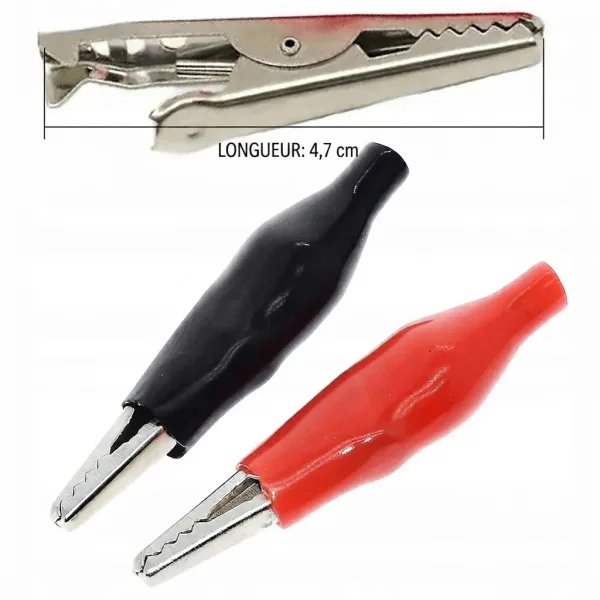 PINCE CROCODILE G.M ISOLE NOIR ET ROUGE 4,7cm PAR PAIR