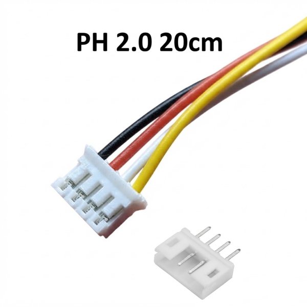 كابل موصل JST PH 2.0 26AWG 20cm ذكر/أنثى - 4 دبابيس
