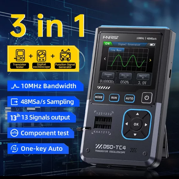 Testeur de Composant , oscilloscope numérique et générateur de signal 48MSa/s ,FNIRSI DSO-TC4