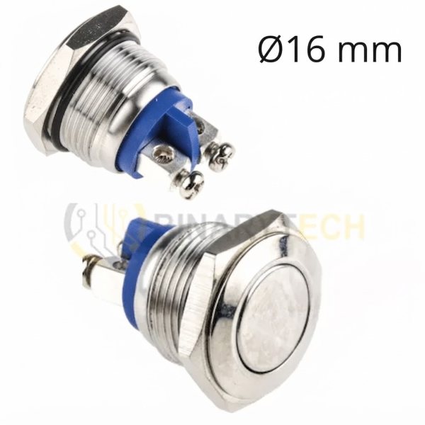 Bouton poussoir Acier inoxydable non lumineux Ø16 mm