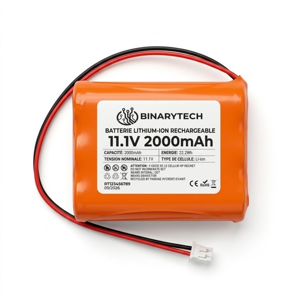 Batterie Lithium-Ion Rechargeable 11.1V 2000mAh avec BMS 3S-10A – Binarytech