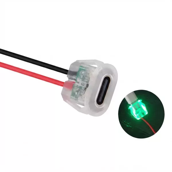 Connecteur USB Type C femelle avec câble 10cm et LED