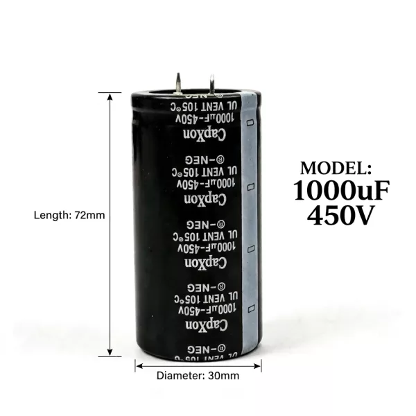 Condensateur Électrolytique 1000uF - 450V 72mm X 30mm