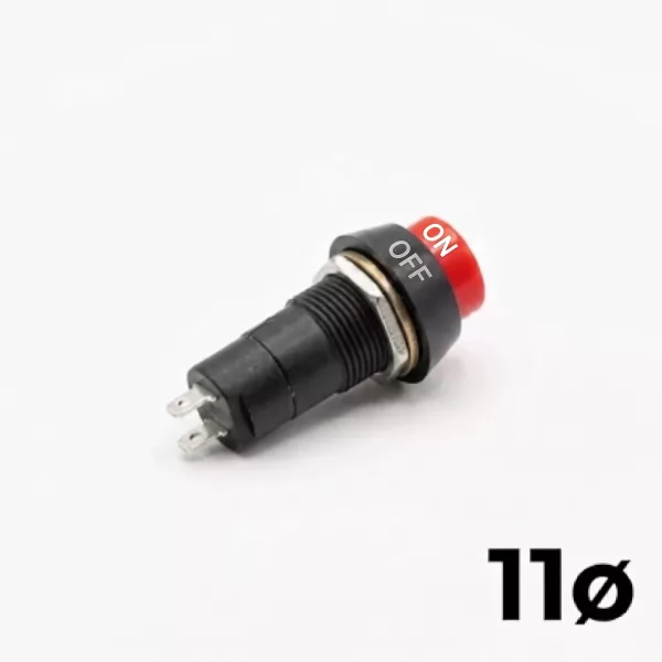Bouton ON/OFF ROUGE 11mm 3A 250VAC