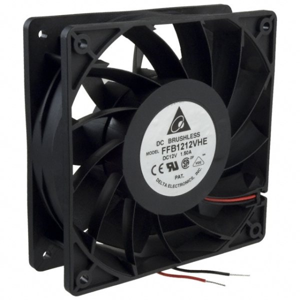 Ventilateur Brushless DC Delta Electronics, FFB1212VHE 12VDC 1.5A 4 files 120x120x38mm (used)