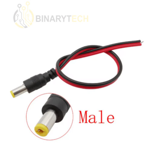 كابل طاقة بمقبس DC ذكر 5.5/2.1mm بطول 20cm