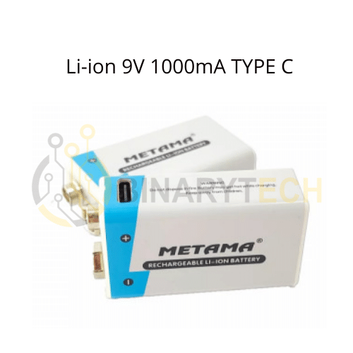 بطارية 9V قابلة للشحن LI-ION METAMA، DC 5V 1000mAh TYPE C