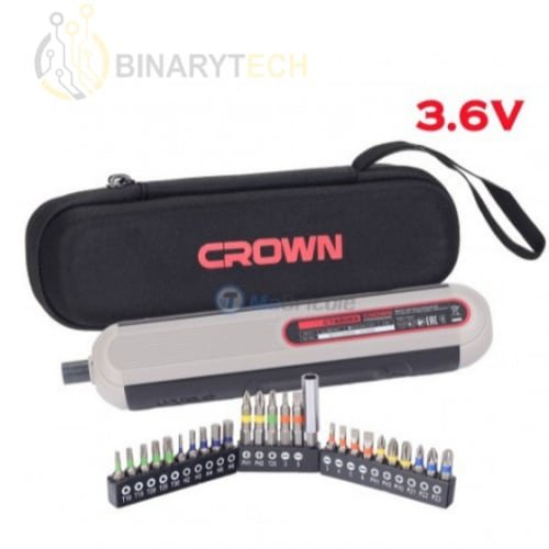 Tournevis Sans Fil 3.6V 2Ah Avec 25 Embouts Crown CT22053 TB