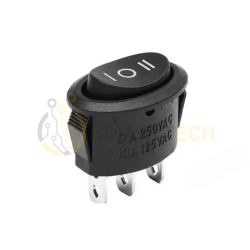 مفتاح SPDT بيضوي ON/OFF/ON بقياس 25mm/16.5mm 6A 250VAC