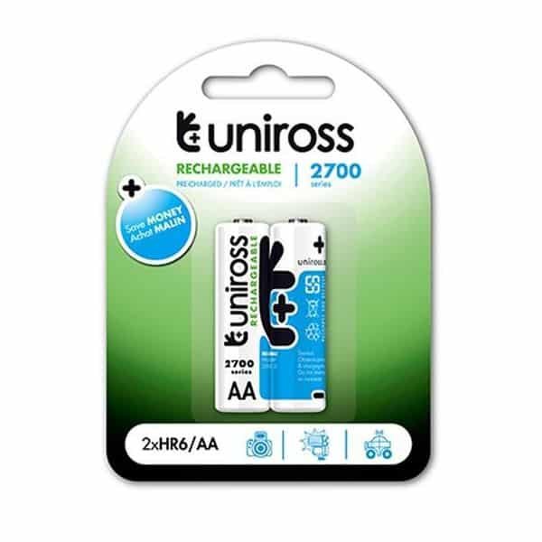 Pile 2x1.2V Rechargeable NI-MH UNIROSS 2700 series premium 2500mAh