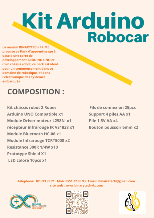طقم Arduino UNO ROBOCAR من BINARYTECH