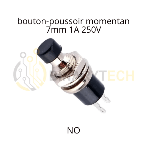 Interrupteur bouton-poussoir momentané 7mm - Normalement ouvert 1A 250V